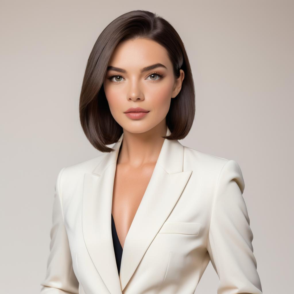 Confident Woman in White Blazer