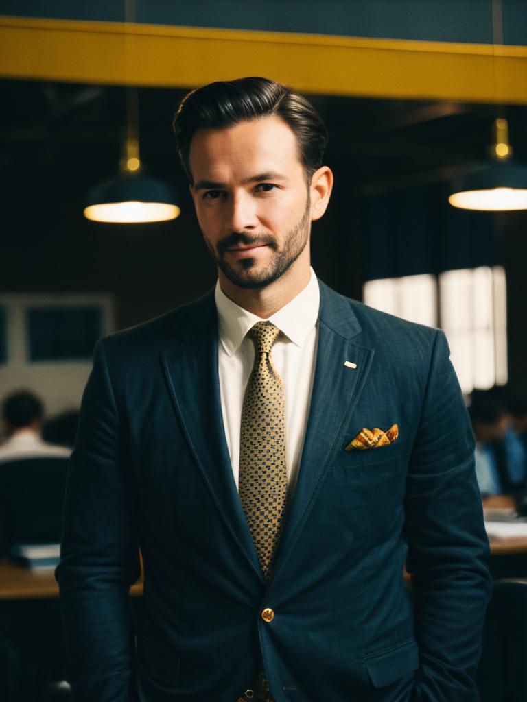 Man in Summer Professional Outfit Candid Portrait at Workplace