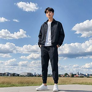 Confident Young Man Outdoors in Casual Outfit