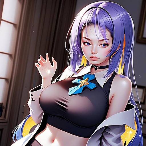 Moona Hoshinova 1st Costume Anime Style Digital Illustration