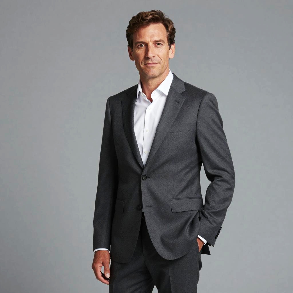 Confident Man in Dark Gray Suit Formal Portrait