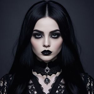 Gothic Woman Portrait with Dark Makeup