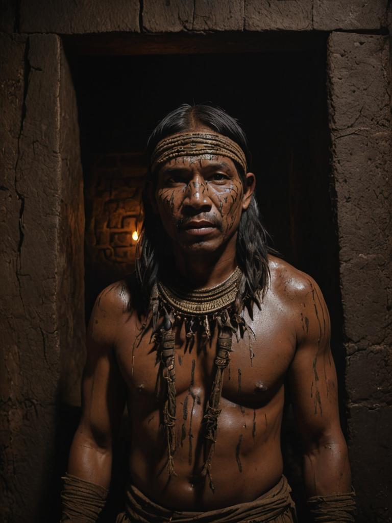 Portrait of Native Incan Man with Earthy Background