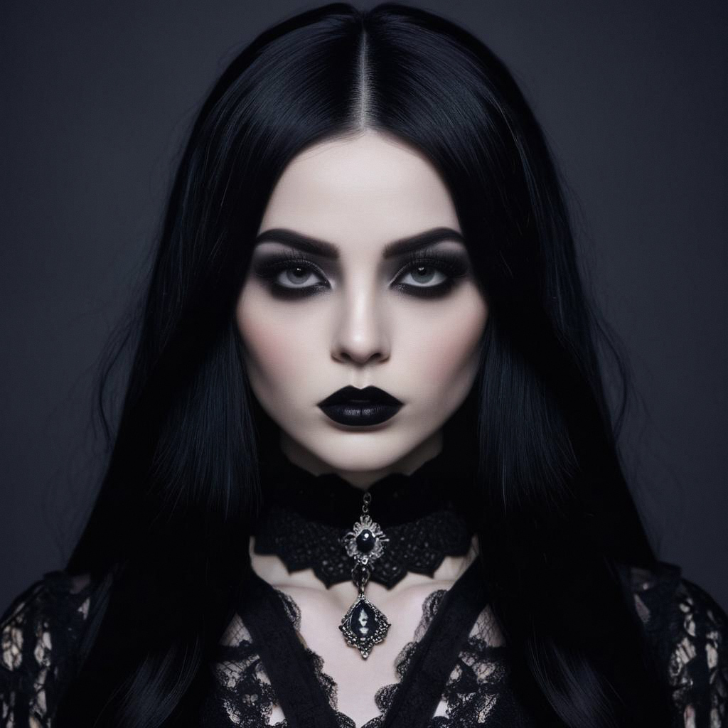 Gothic Woman Portrait with Dark Makeup