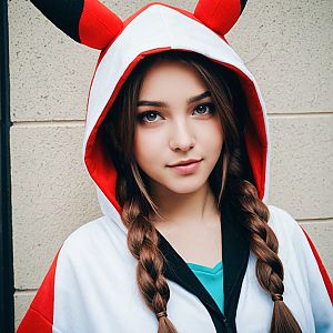 Young Woman in Cozy Hoodie with Braids