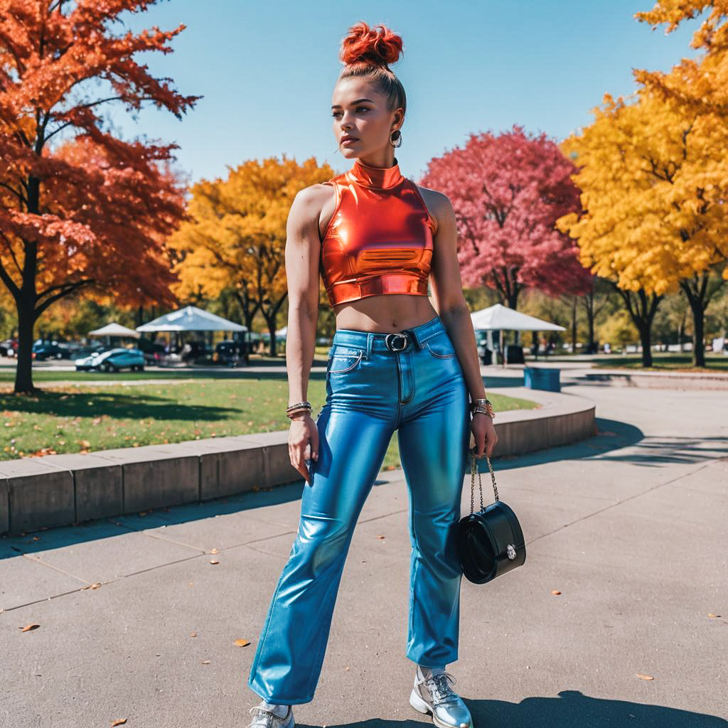 Stylish Woman in Autumn Park