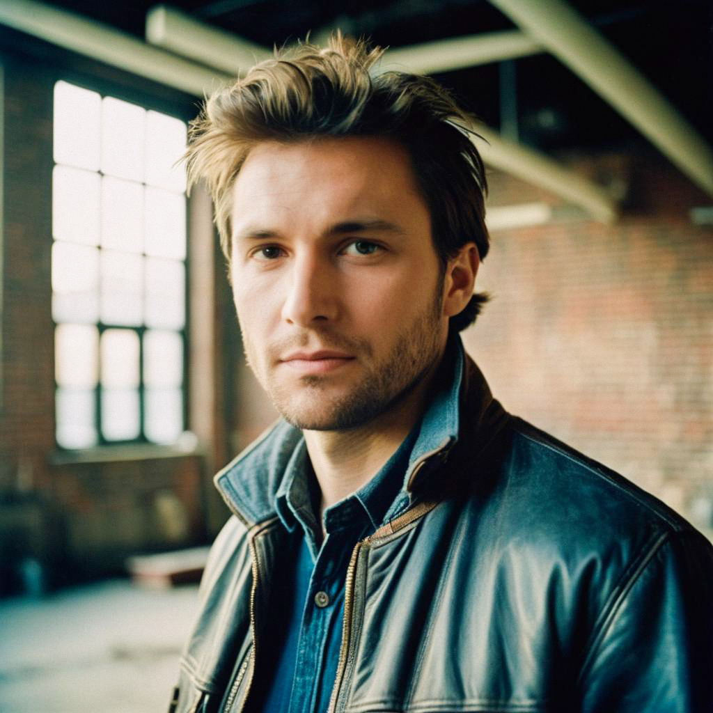 Confident Young Man in Industrial Setting