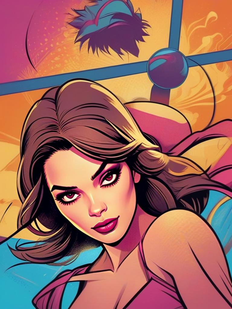 Vibrant Woman with Bold Makeup in Comic Style Vibrant Woman with Bold Makeup in Comic Style