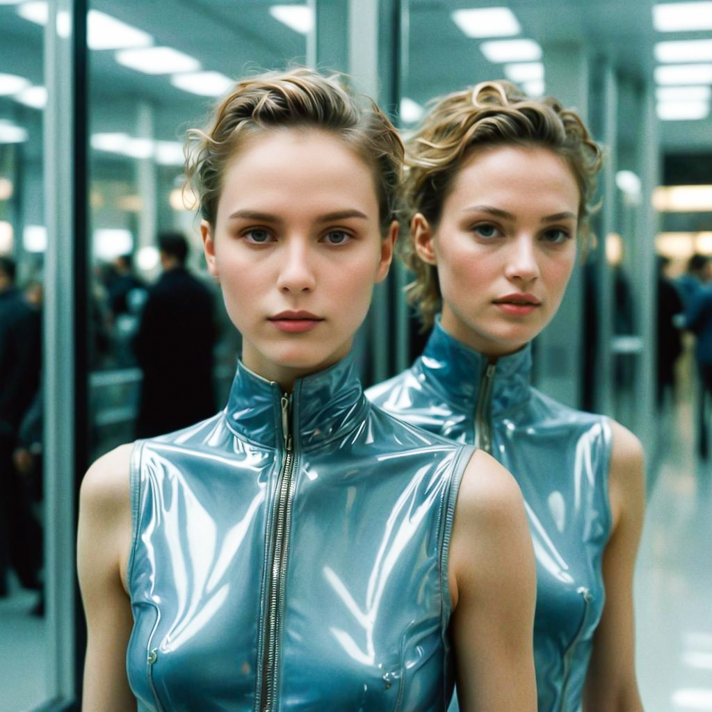 Futuristic Women in Silver Outfits