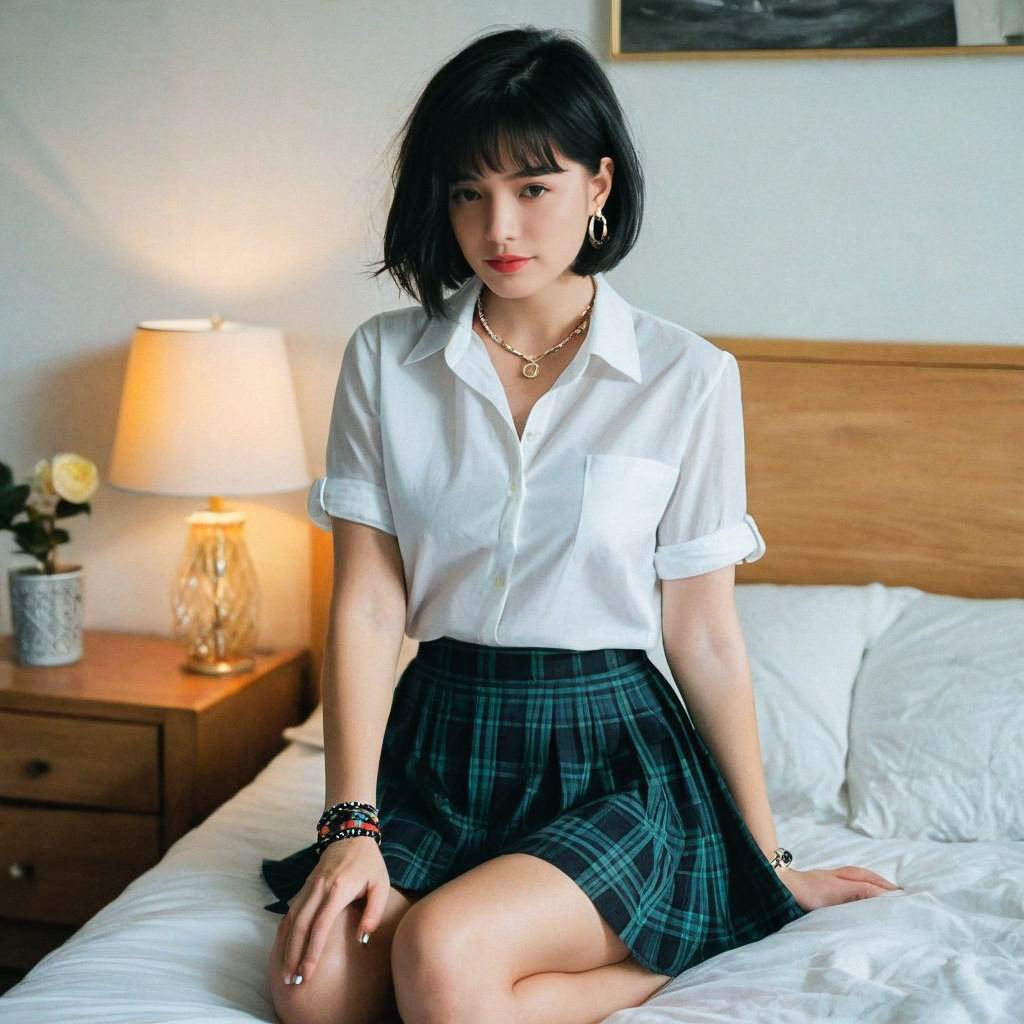 Young Woman in Cozy Bedroom