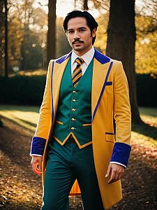 Man Cosplay Wearing Nigel Uno Costume Realistic Photo
