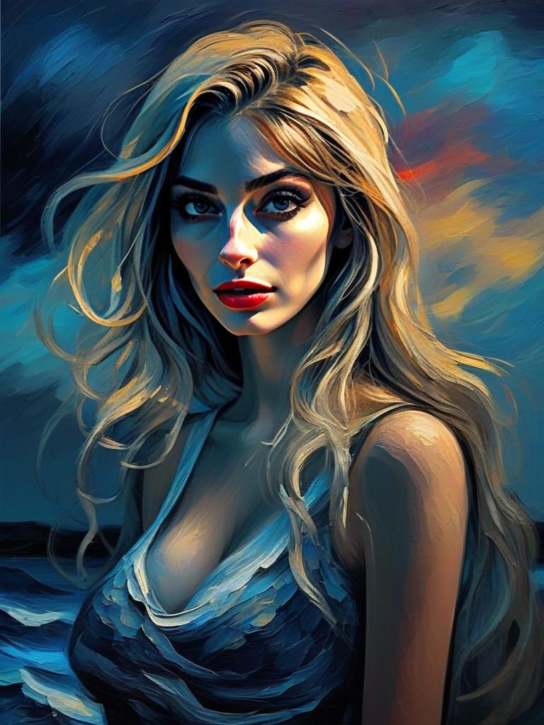 Portrait of a Woman with Blonde Hair and Colorful Background Portrait of a Woman with Blonde Hair and Colorful Background