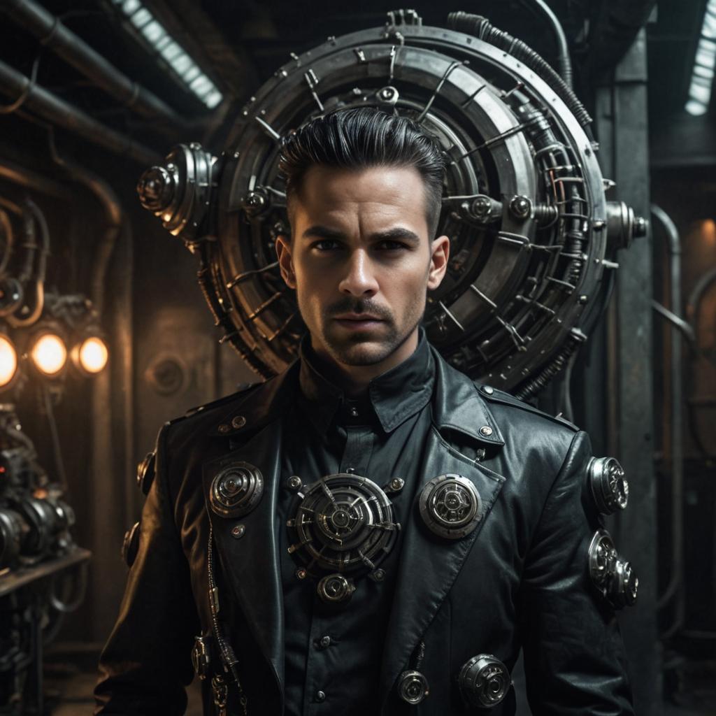 Man in Steampunk Leather Jacket