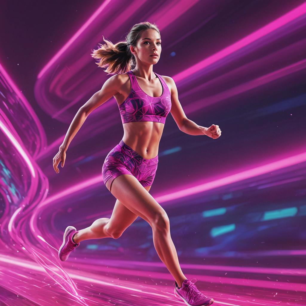 Woman Sprinting in Purple Athletic Wear