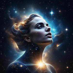 Surreal Cosmic Portrait of a Woman