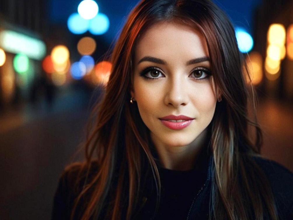 Young Woman Portrait with City Lights