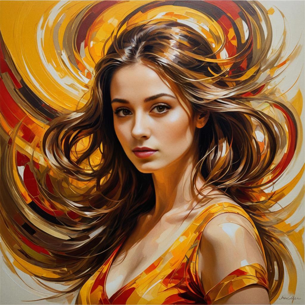 Vibrant Woman Portrait in Orange and Yellow