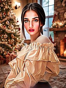 Elegant Woman in Christmas Decor