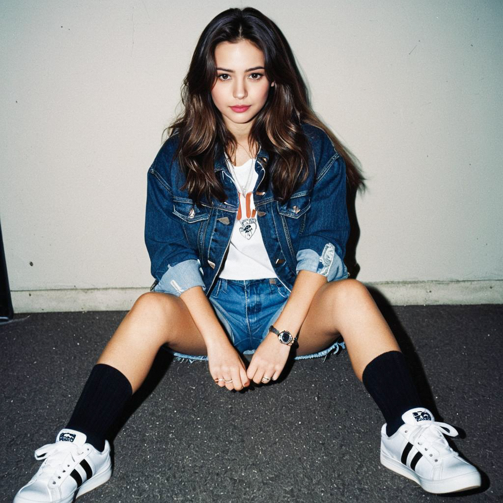Confident Young Woman in Denim Street Style