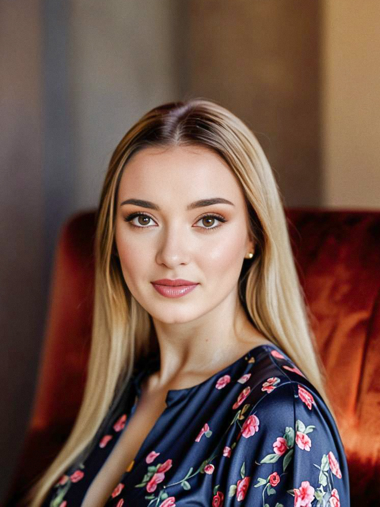 Portrait of a Young Woman in Floral Robe