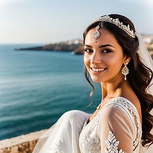 Radiant Bride by the Seaside