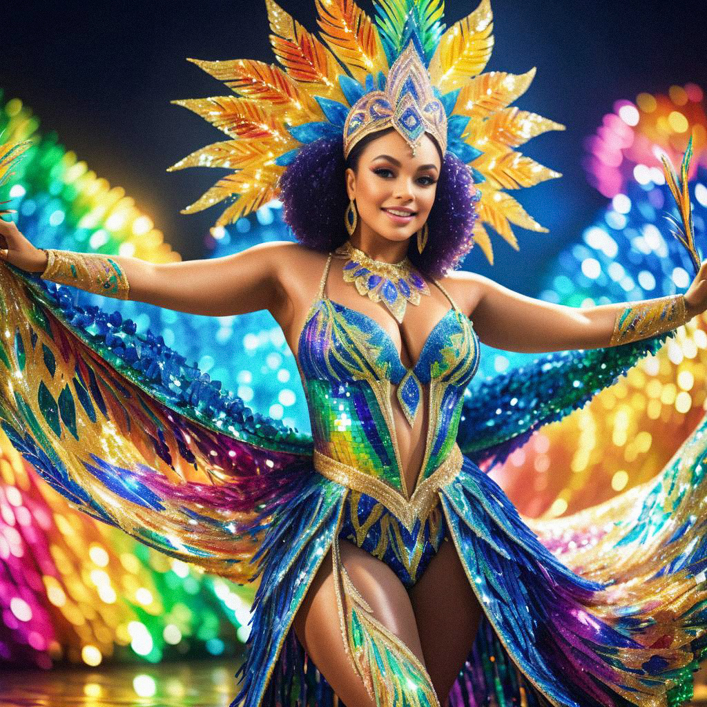 Vibrant Carnival Woman in Colorful Costume