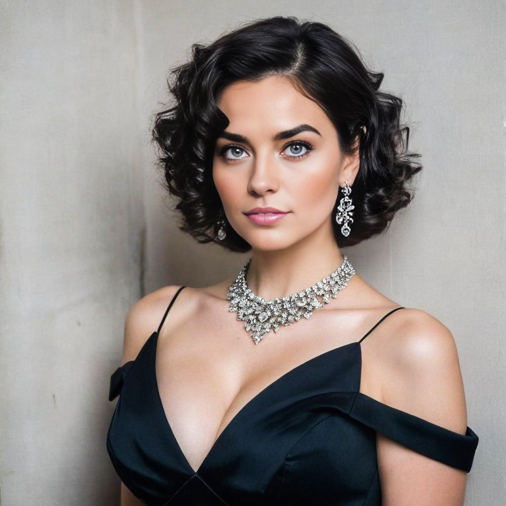 Sophisticated Woman in Elegant Black Dress