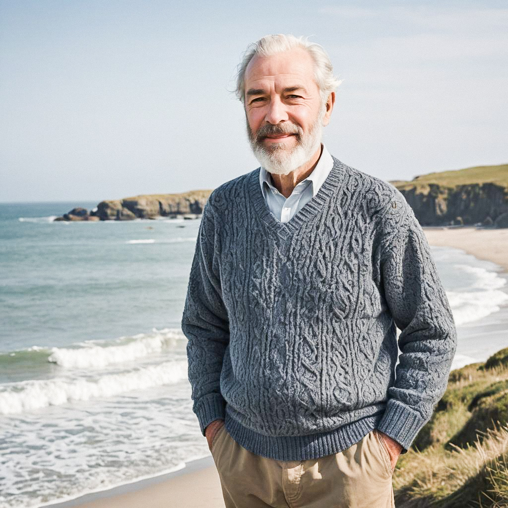 Older Man on Beach in Sweater