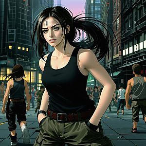 Confident young woman in urban cityscape