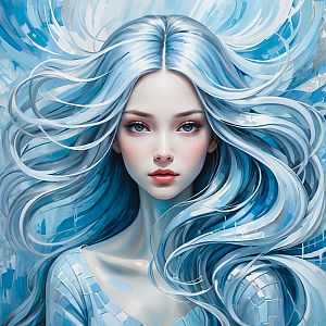 Portrait of a Woman with Silver-Blue Hair