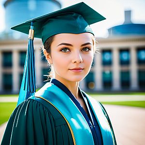 Confident Graduate in Gown and Cap