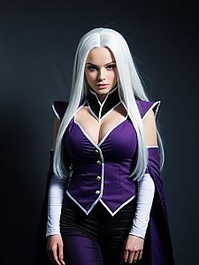Sexy Mirajane Strauss Cosplay Woman Character in Purple Costume