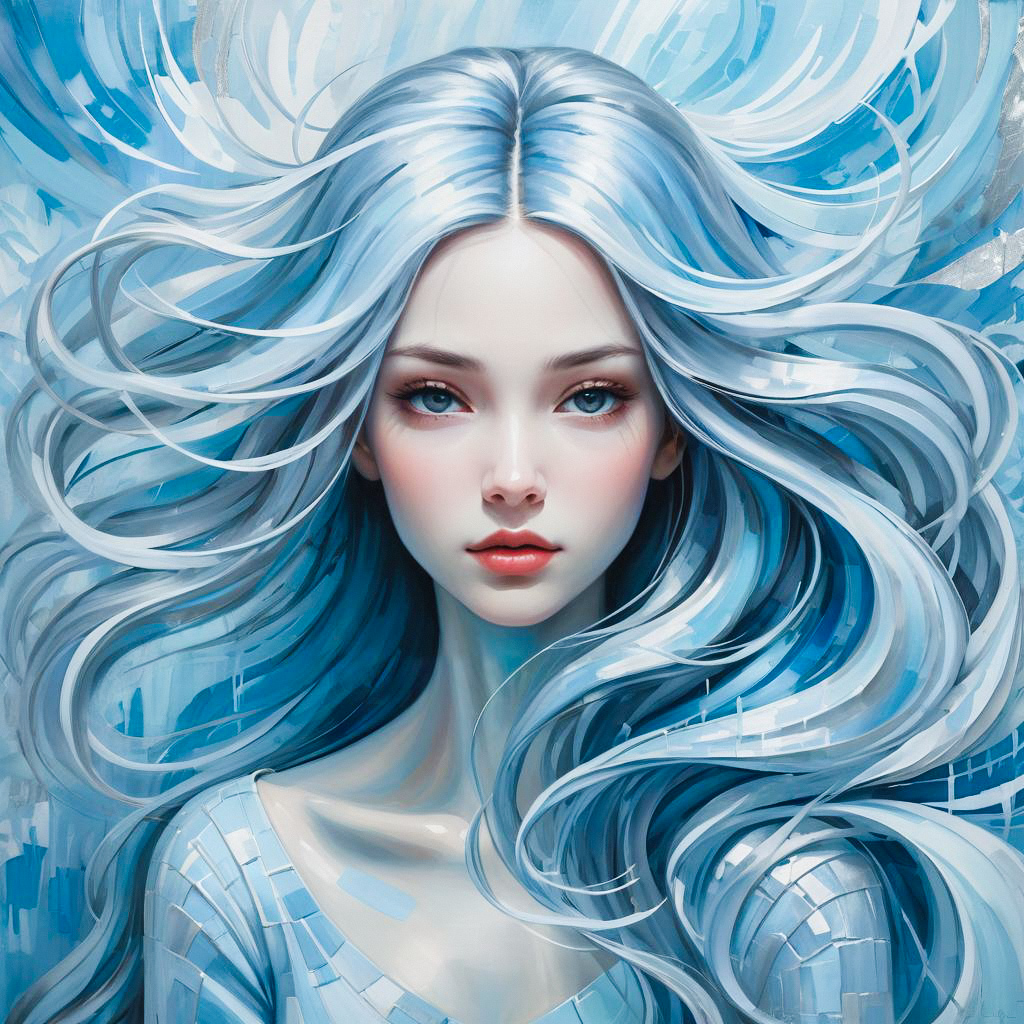 Portrait of a Woman with Silver-Blue Hair