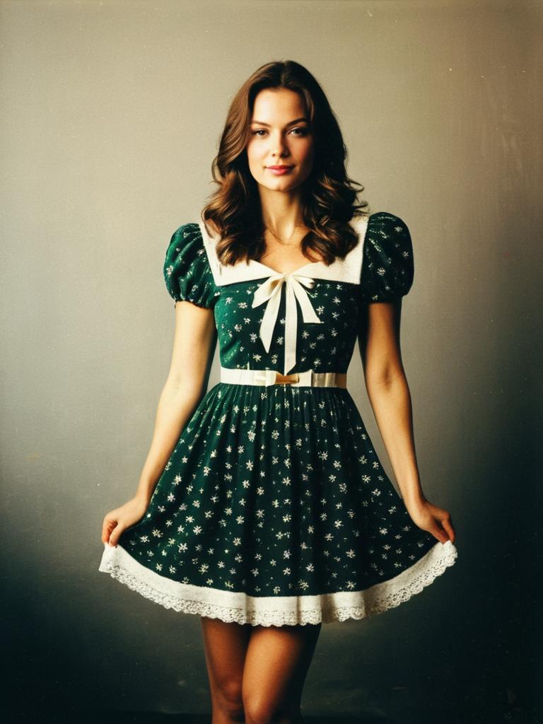 Woman in Christmas Dress Photorealistic Detailed Studio Portrait