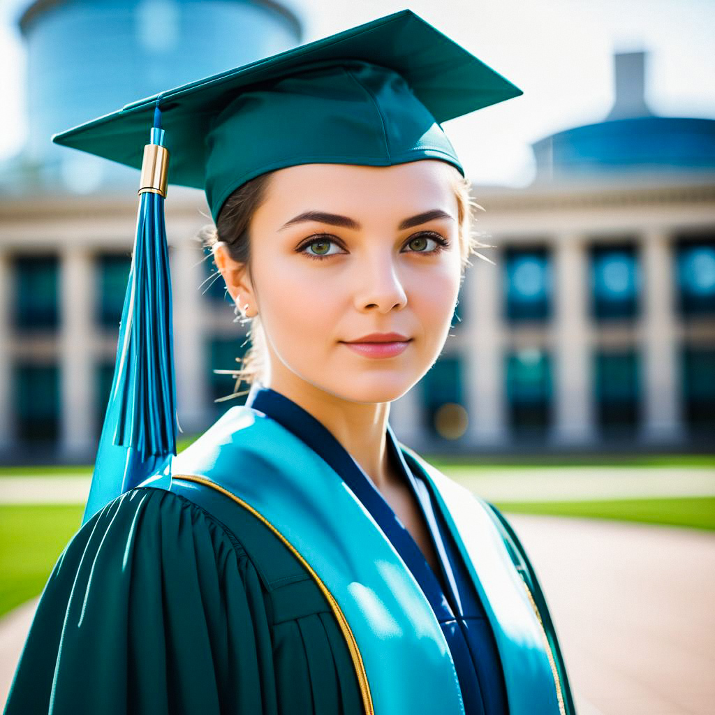 Confident Graduate in Gown and Cap Confident Graduate in Gown and Cap