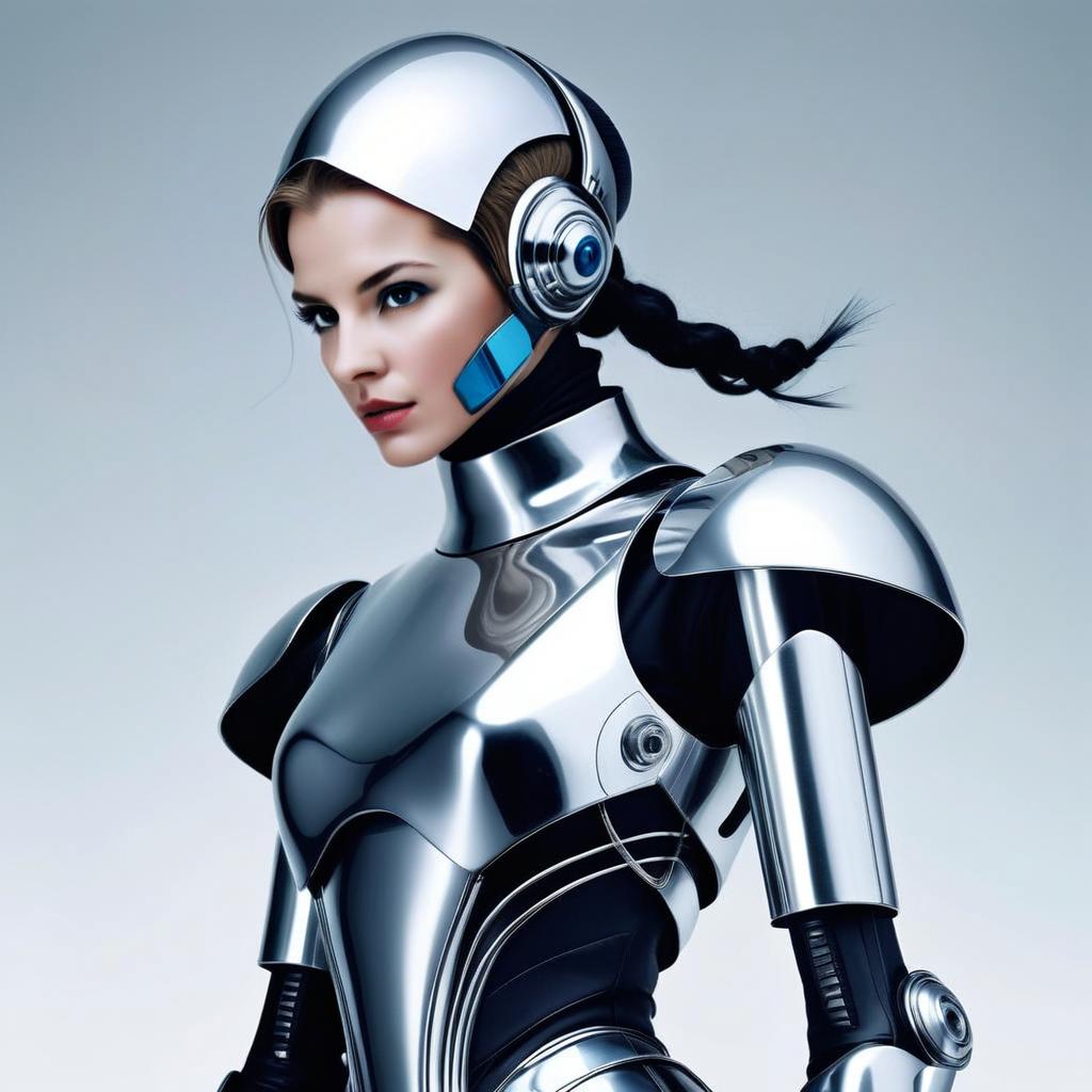 Futuristic Woman in Metallic Armor