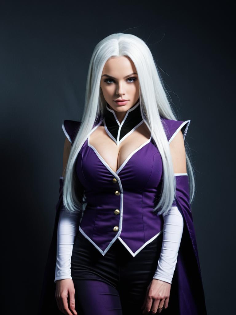 Sexy Mirajane Strauss Cosplay Woman Character in Purple Costume