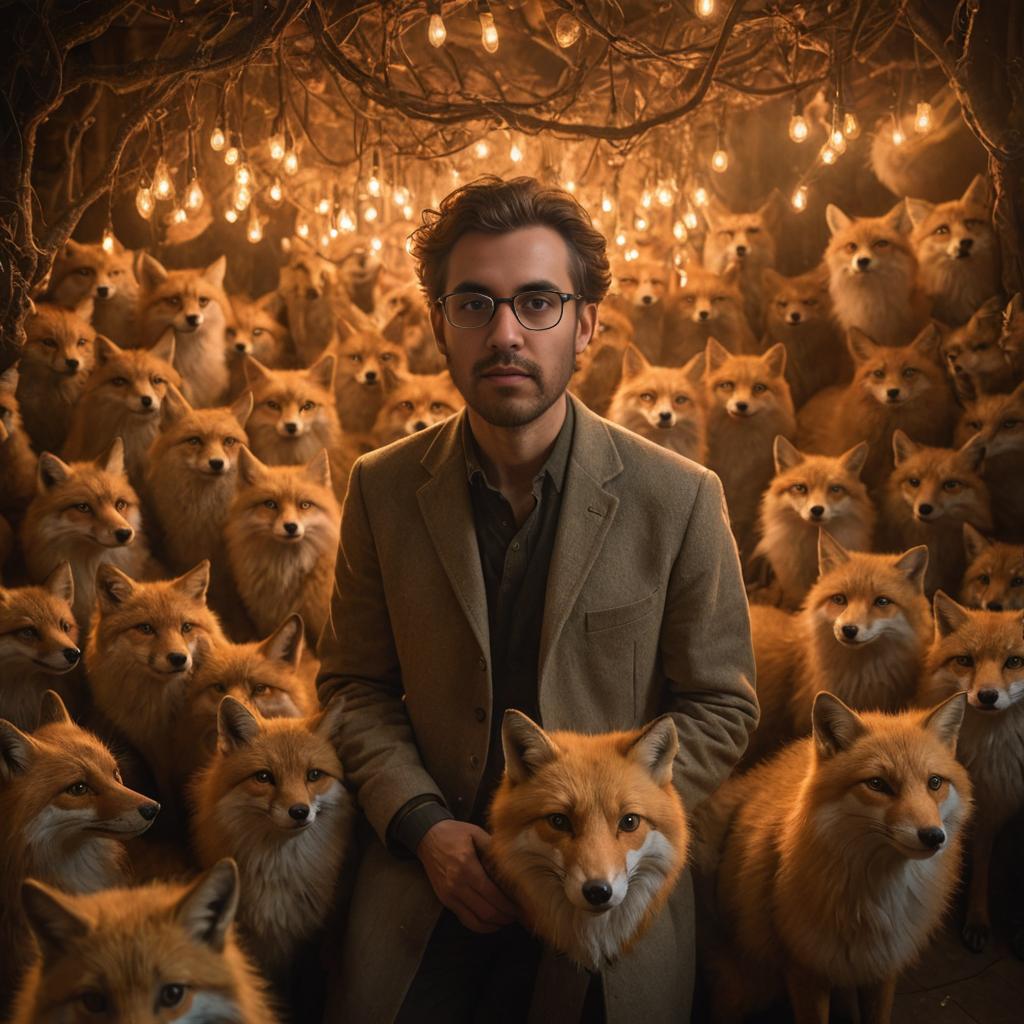 Sophisticated man with illustrated foxes