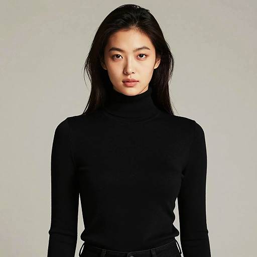 Young Woman in Black Turtleneck Minimalist Gen Z Fashion Portrait