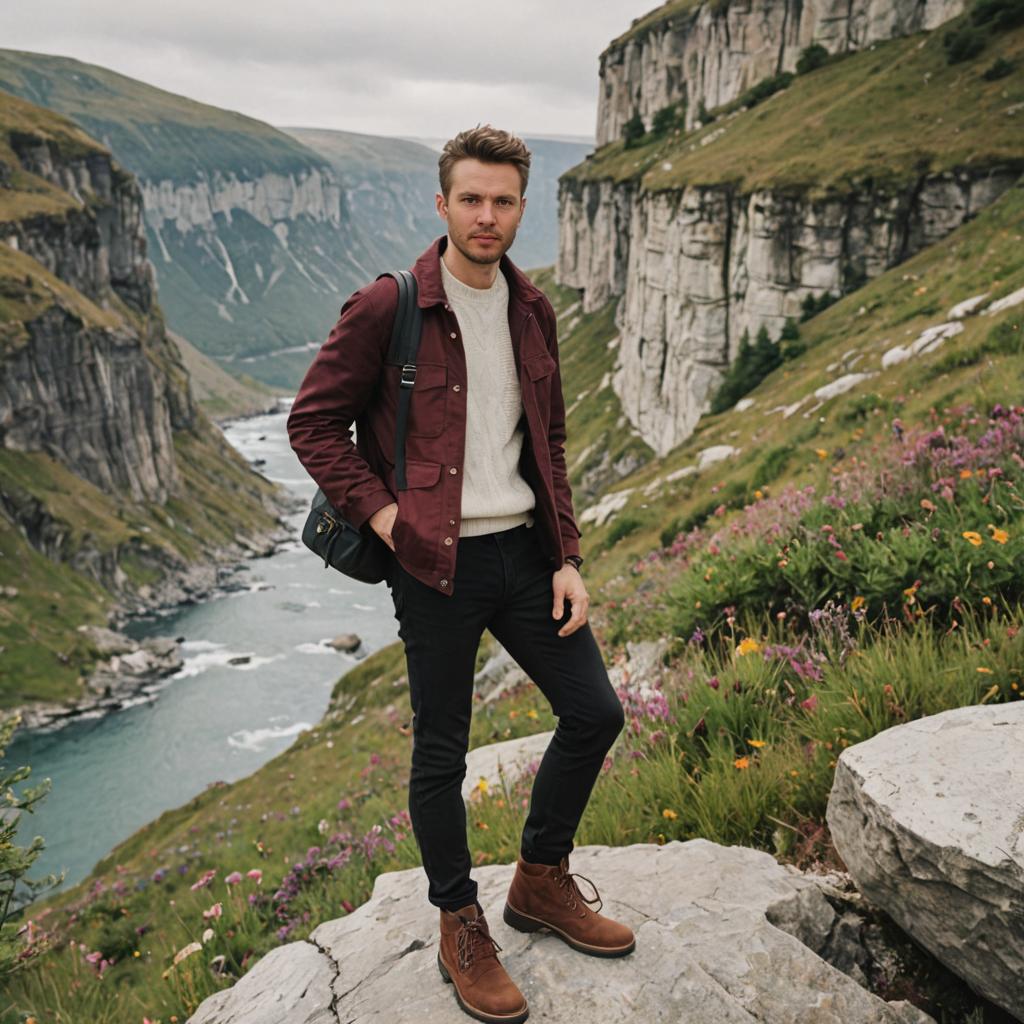 Confident Man in Scenic Landscape