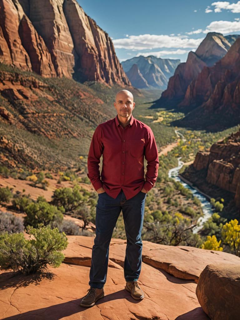 Man on Rock Overlooking Breathtaking Canyon