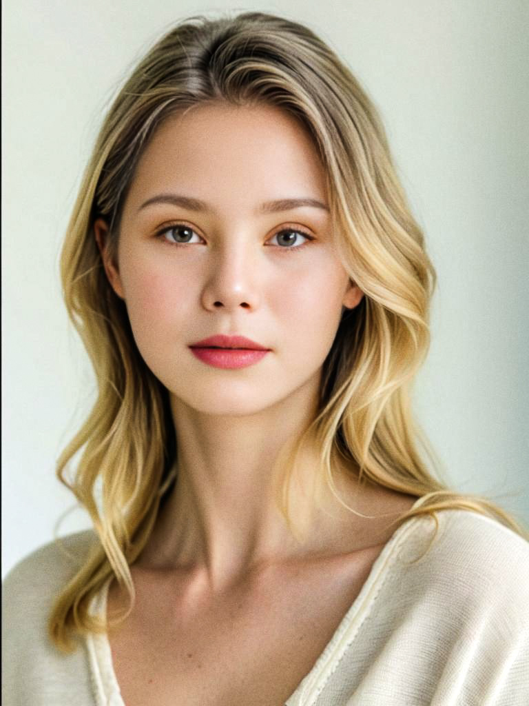 Close-up Portrait of a Young Woman with Blonde Hair