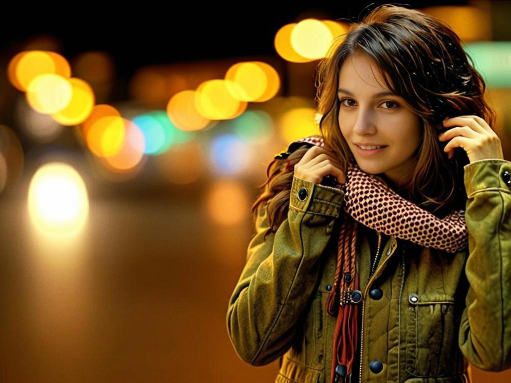 Confident Woman in Urban Night Setting