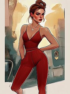 Confident Woman in Red Jumpsuit