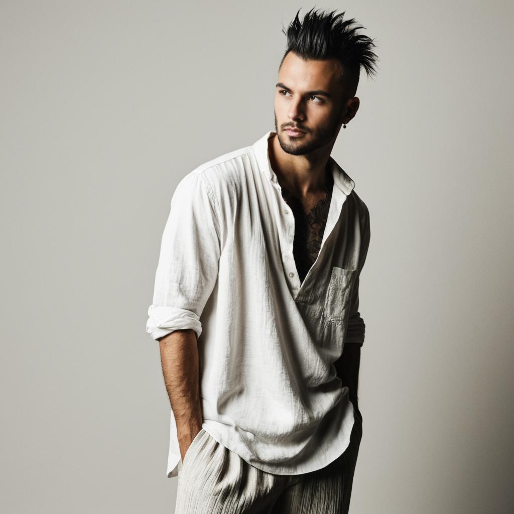 Confident Young Man in White Shirt