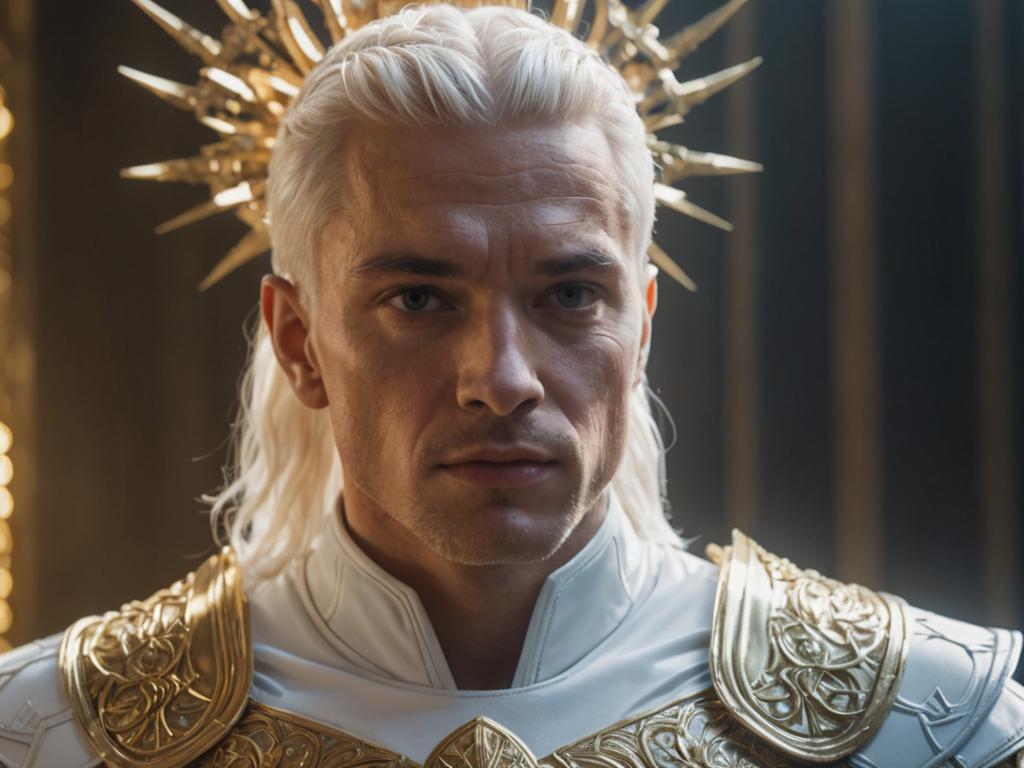 Aasimar Man Portrait - Platinum Blonde Hair