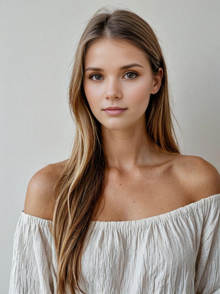 Casual Woman in Off-Shoulder Blouse