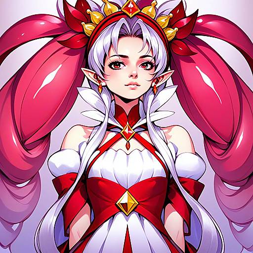 Akagi Towa Fantasy Anime Woman with Red and White Outfit