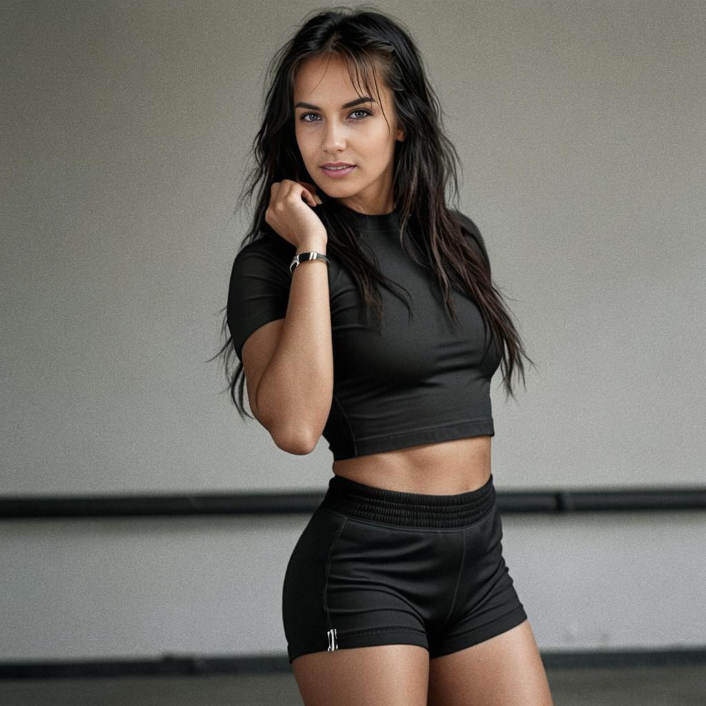 Confident Young Woman in Black Crop Top