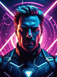 Futuristic Man in Cyberpunk Armor